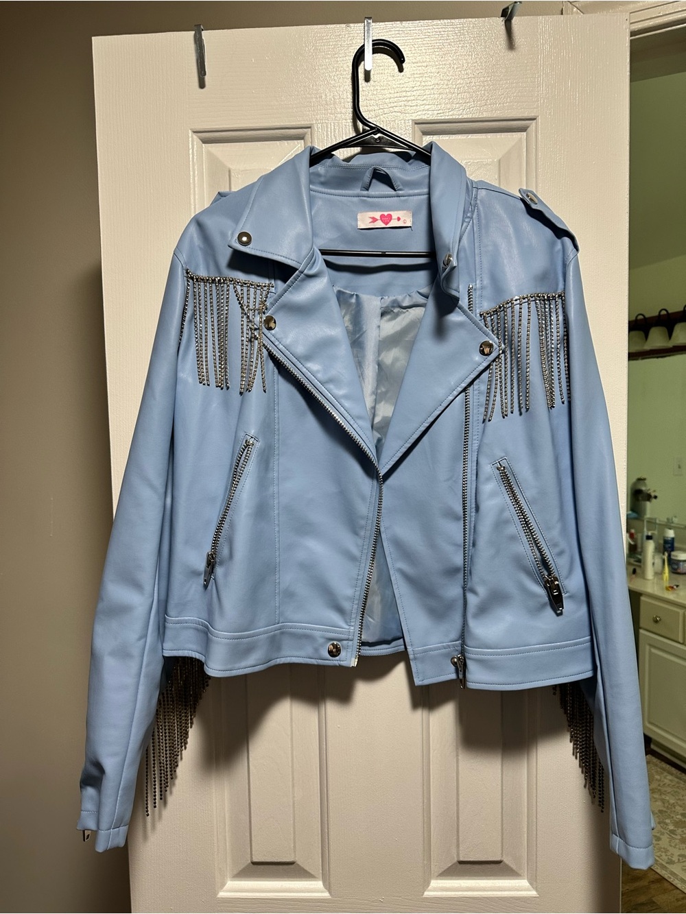 Buddy love faux leather fringe jacket